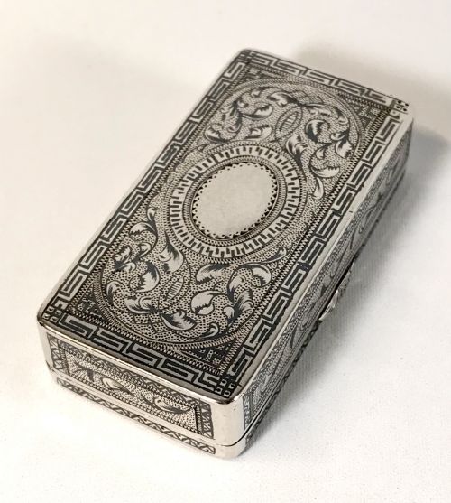 FINE ANTIQUE SOLID SILVER RUSSIAN SNUFF BOX MOSCOW NIELLO 1898 - ADDITIONAL PHOTO 2