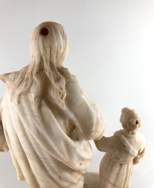 ANTIQUE SPANISH CARVED MARBLE STATUE FIGURE SAINT JOSEPH INFANT JESUS 19TH CENTURY - ADDITIONAL PHOTO 4