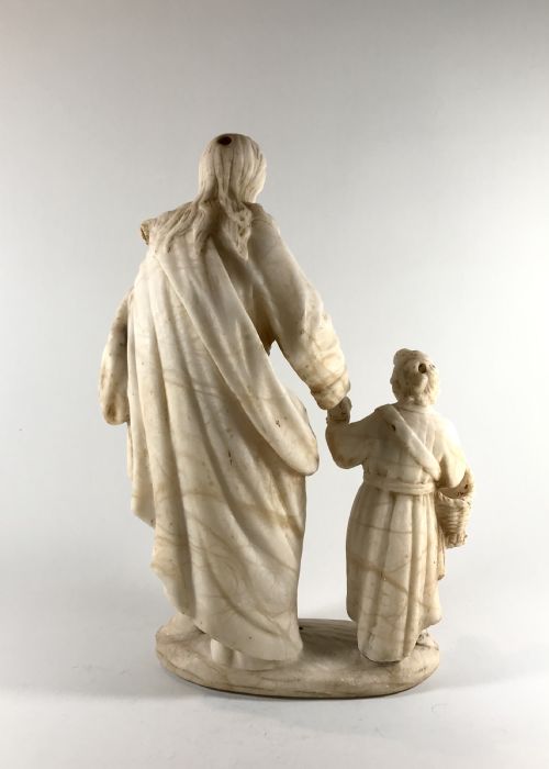 ANTIQUE SPANISH CARVED MARBLE STATUE FIGURE SAINT JOSEPH INFANT JESUS 19TH CENTURY - ADDITIONAL PHOTO 5