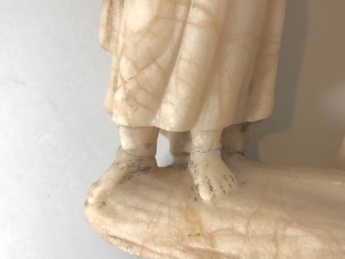 ANTIQUE SPANISH CARVED MARBLE STATUE FIGURE SAINT JOSEPH INFANT JESUS 19TH CENTURY - ADDITIONAL PHOTO 6
