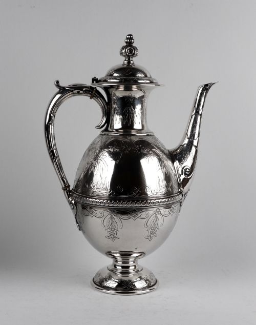MAGNIFICENT VICTORIAN SOLID SILVER STERLING TEAPOT COFFEE POT ELKINGTON 1870 - ADDITIONAL PHOTO 1