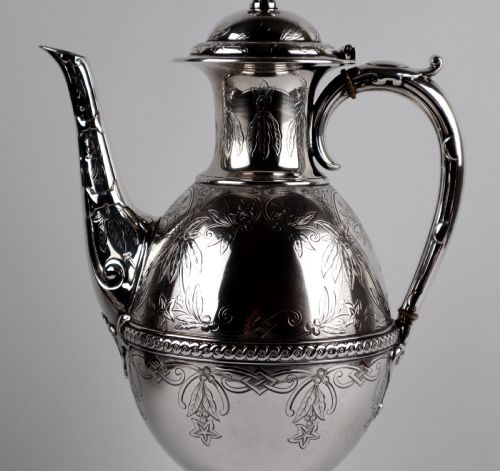 MAGNIFICENT VICTORIAN SOLID SILVER STERLING TEAPOT COFFEE POT ELKINGTON 1870 - ADDITIONAL PHOTO 2