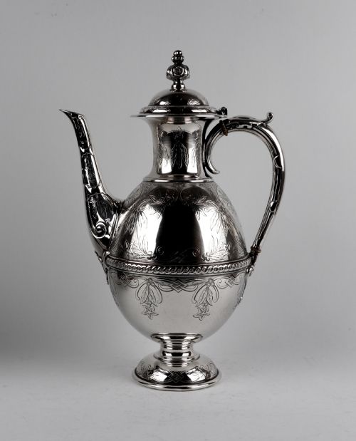 MAGNIFICENT VICTORIAN SOLID SILVER STERLING TEAPOT COFFEE POT ELKINGTON 1870 - ADDITIONAL PHOTO 3