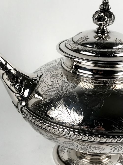 MAGNIFICENT VICTORIAN SOLID SILVER STERLING TEAPOT COFFEE POT ELKINGTON 1870 - ADDITIONAL PHOTO 6