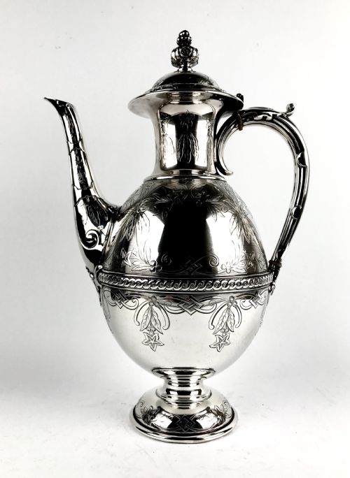 MAGNIFICENT VICTORIAN SOLID SILVER STERLING TEAPOT COFFEE POT ELKINGTON 1870 - ADDITIONAL PHOTO 7