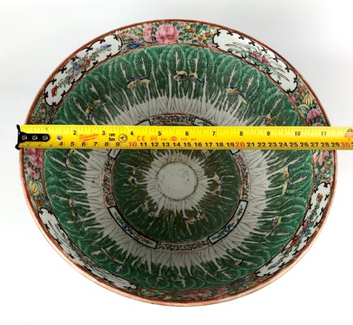 MAGNIFICENT LARGE CHINESE PORCELAIN 19TH CABBAGE LEAF PUNCH BOWL CANTON - ADDITIONAL PHOTO 7