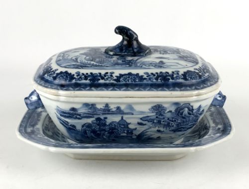 ANTIQUE CHINESE PORCELAIN SAUCE TUREEN COVER STAND QIANLONG 18TH CENTURY - ADDITIONAL PHOTO 1