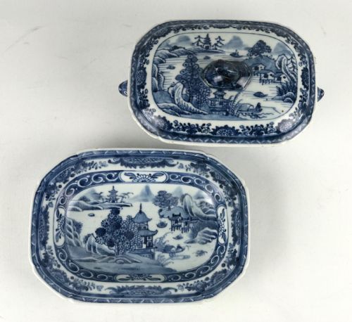 ANTIQUE CHINESE PORCELAIN SAUCE TUREEN COVER STAND QIANLONG 18TH CENTURY - ADDITIONAL PHOTO 6