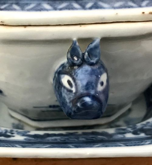 ANTIQUE CHINESE PORCELAIN SAUCE TUREEN COVER STAND QIANLONG 18TH CENTURY - ADDITIONAL PHOTO 7