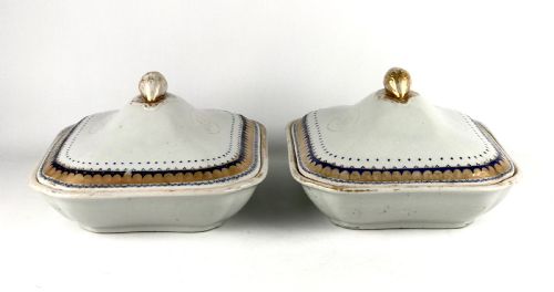 PAIR ANTIQUE CHINESE GILT PORCELAIN JIANQING PORCELAIN 18TH TUREENS ARMORIAL - ADDITIONAL PHOTO 7