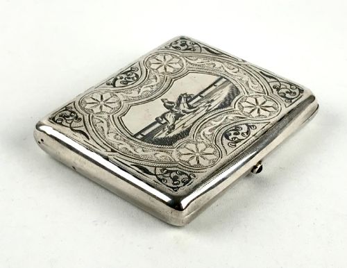 FINE SOLID SILVER CIGARETTE CASE RUSSIAN NIELLO HORSE RACING INTEREST MOSCOW 19TH CENTURY - ADDITIONAL PHOTO 8