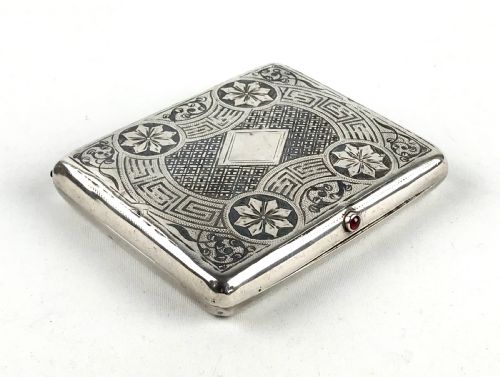 FINE SOLID SILVER CIGARETTE CASE RUSSIAN NIELLO HORSE RACING INTEREST MOSCOW 19TH CENTURY - ADDITIONAL PHOTO 9