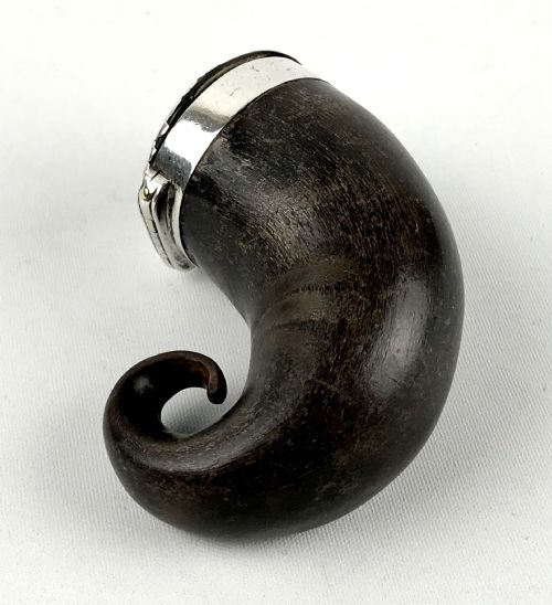 ANTIQUE GEORGIAN SCOTTISH RAMS HORN SNUFF MULL WITH SILVER MOUNT THISTLE - ADDITIONAL PHOTO 7
