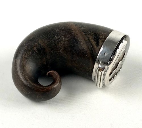 ANTIQUE GEORGIAN SCOTTISH RAMS HORN SNUFF MULL WITH SILVER MOUNT THISTLE - ADDITIONAL PHOTO 8