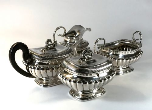 MAGNIFICENT FINE SOLID SILVER STERLING DUTCH BACHELORS TEA SET POT CADDY 1823 - ADDITIONAL PHOTO 1
