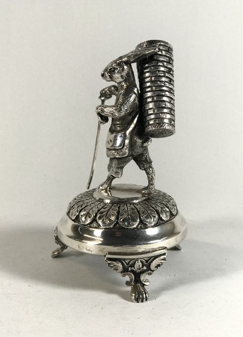 ANTIQUE CONTINENTAL SOLID SILVER STERLING 925 TOOTHPICK HOLDER PETER RABBIT - ADDITIONAL PHOTO 2