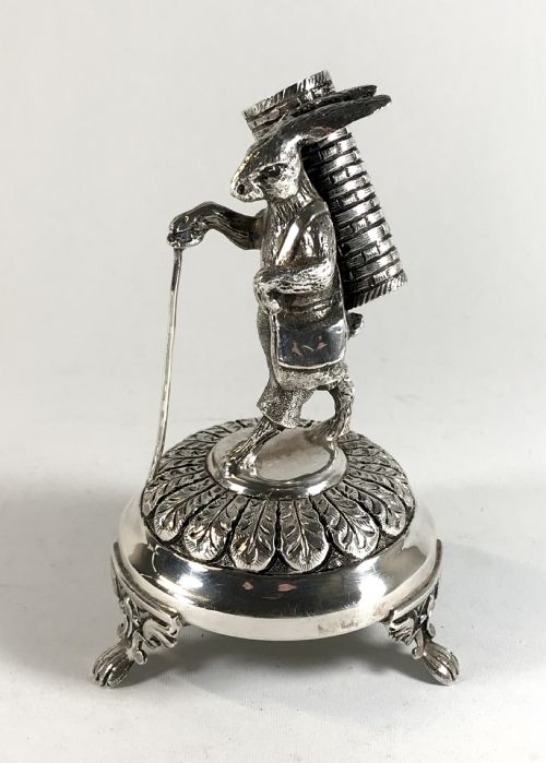 ANTIQUE CONTINENTAL SOLID SILVER STERLING 925 TOOTHPICK HOLDER PETER RABBIT - ADDITIONAL PHOTO 3