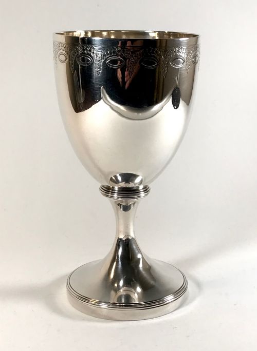 MAGNIFICENT GEORGIAN SOLID SILVER STERLING CHALICE WINE GOBLET 18TH CENTURY LONDON 1804 - ADDITIONAL PHOTO 3