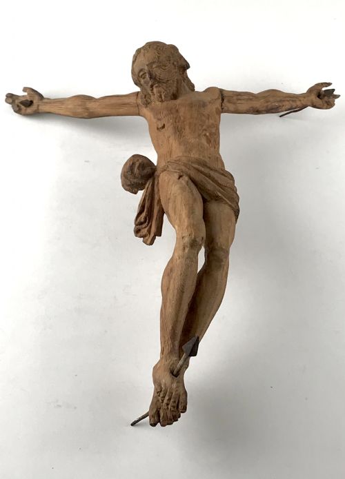 ANTIQUE 18TH CENTURY WOODEN CARVED ITALIAN CORPUS CHRISTI RELIGIOUS FIGURE - ADDITIONAL PHOTO 1