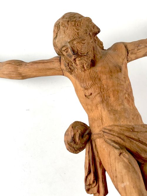 ANTIQUE 18TH CENTURY WOODEN CARVED ITALIAN CORPUS CHRISTI RELIGIOUS FIGURE - ADDITIONAL PHOTO 3