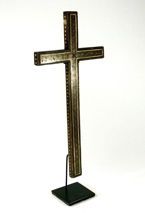 19th century persian middle eastern religious cross carving khatam mosaic - CATEGORY: ANTIQUE MISCELLANEOUS - DATED 19TH CENTURY