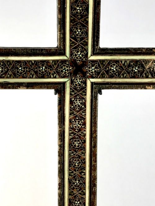 19TH CENTURY PERSIAN MIDDLE EASTERN RELIGIOUS CROSS CARVING KHATAM MOSAIC - ADDITIONAL PHOTO 1