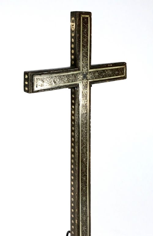 19TH CENTURY PERSIAN MIDDLE EASTERN RELIGIOUS CROSS CARVING KHATAM MOSAIC - ADDITIONAL PHOTO 3