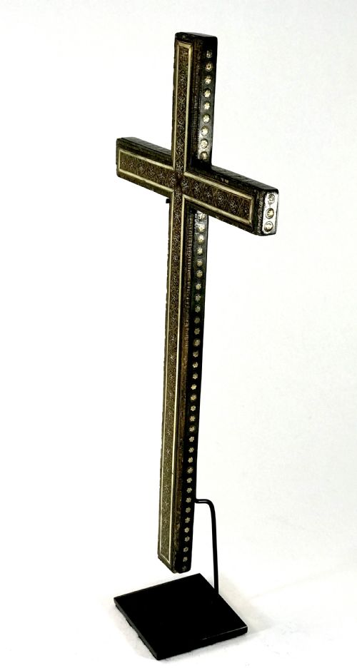 19TH CENTURY PERSIAN MIDDLE EASTERN RELIGIOUS CROSS CARVING KHATAM MOSAIC - ADDITIONAL PHOTO 4