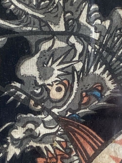 ANTIQUE MID 19TH CENTURY JAPANESE WOODBLOCK PICTURE PRINT MEIJI PERIOD - ADDITIONAL PHOTO 4