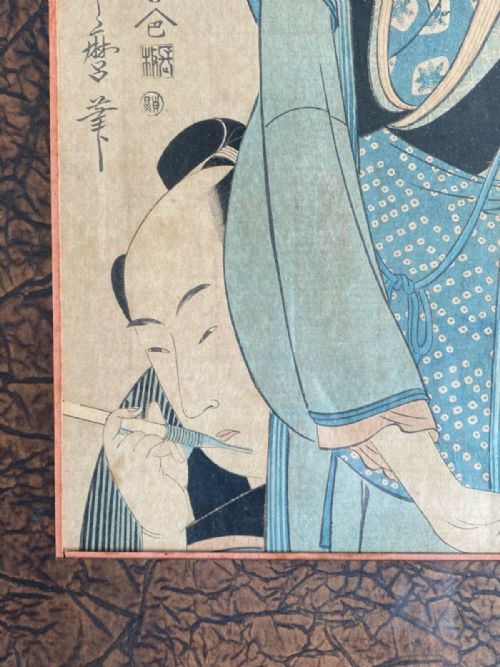 ANTIQUE MID 19TH CENTURY JAPANESE WOODBLOCK PICTURE PRINT MEIJI PERIOD - ADDITIONAL PHOTO 3