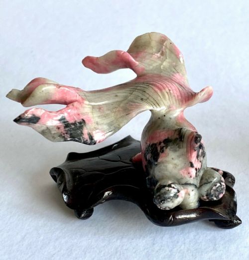 ANTIQUE CHINESE ORIENTAL XIU PINK JADE FISH FIGURINE SOTHERBYS NEW YORK ART DECO - ADDITIONAL PHOTO 3