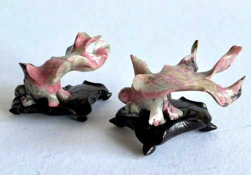 ANTIQUE CHINESE ORIENTAL XIU PINK JADE FISH FIGURINE SOTHERBYS NEW YORK ART DECO - ADDITIONAL PHOTO 4
