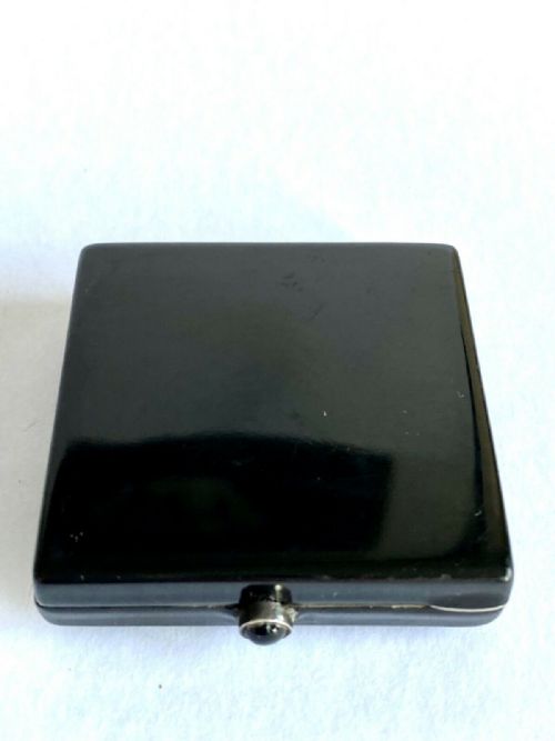 ANTIQUE ART DECO COMPACT BLACK LACQUER JADE MARCASITE - ADDITIONAL PHOTO 3