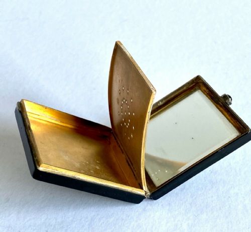 ANTIQUE ART DECO COMPACT BLACK LACQUER JADE MARCASITE - ADDITIONAL PHOTO 6