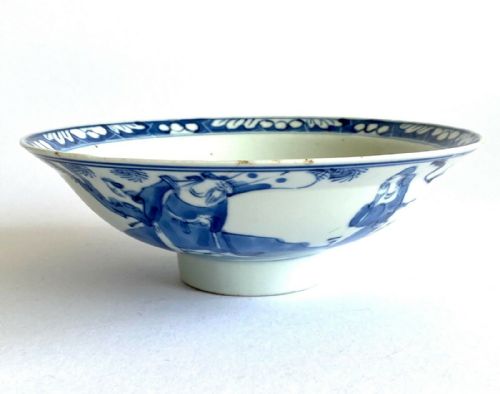 antique chinese oriental kangxi porcelain bowl blue and white - CATEGORY: ANTIQUE CERAMICS - DATED 1850
