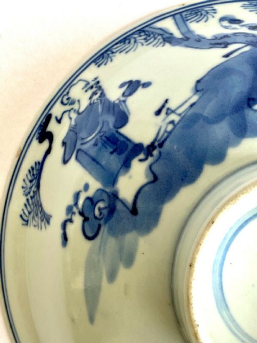 ANTIQUE CHINESE ORIENTAL KANGXI PORCELAIN BOWL BLUE AND WHITE - ADDITIONAL PHOTO 4
