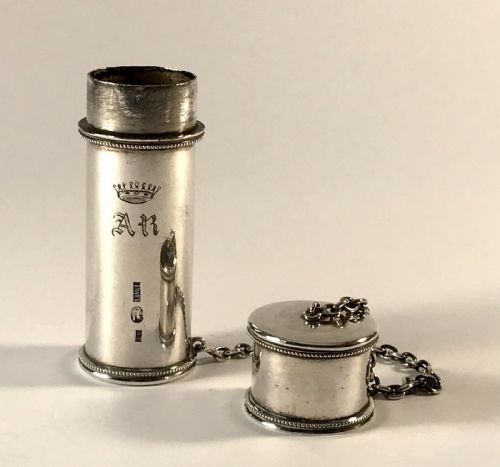 ANTIQUE SOLID SILVER CONTINENTAL 19TH C COIN CASE COUNTER BOX ARMORIAL - ADDITIONAL PHOTO 1