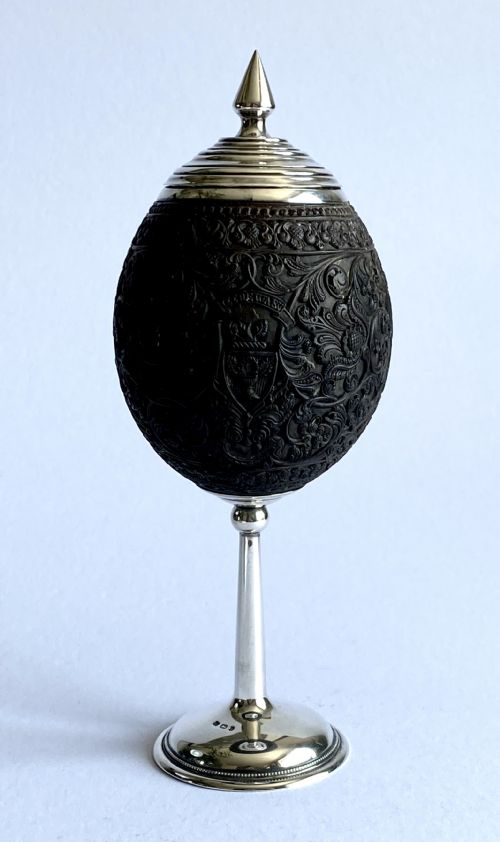 rare solid silver mounted carved coconut cup 1878 255cm - CATEGORY: ANTIQUE SILVER - DATED VICTORIAN
