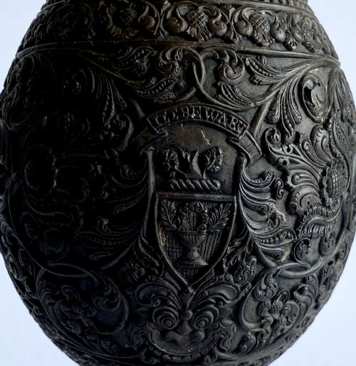 RARE SOLID SILVER MOUNTED CARVED COCONUT CUP 1878 255CM - ADDITIONAL PHOTO 1