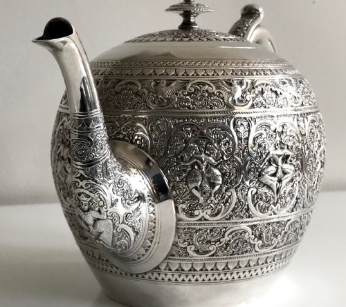 MAGNIFICENT SOLID SILVER STERLING TEA SET GLASGOW CHINOISERIE 1890 - ADDITIONAL PHOTO 11