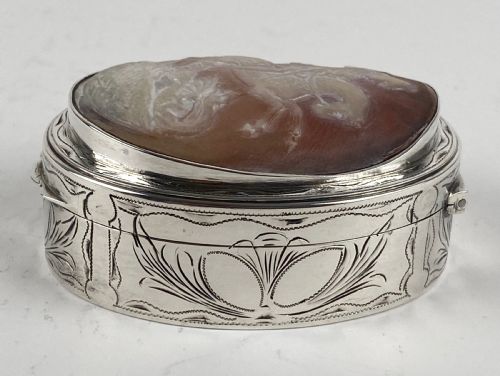 MAGNIFICENT SOLID SILVER STERLING CAMEO SNUFF BOX GEORGE AND THE DRAGON - ADDITIONAL PHOTO 4