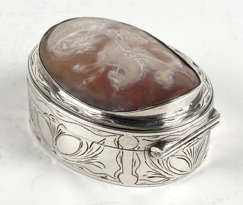 MAGNIFICENT SOLID SILVER STERLING CAMEO SNUFF BOX GEORGE AND THE DRAGON - ADDITIONAL PHOTO 5