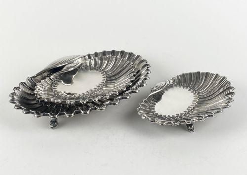 ANTIQUE SOLID SILVER STERLING PORTUGUESE SHELL BOWLS - ADDITIONAL PHOTO 5