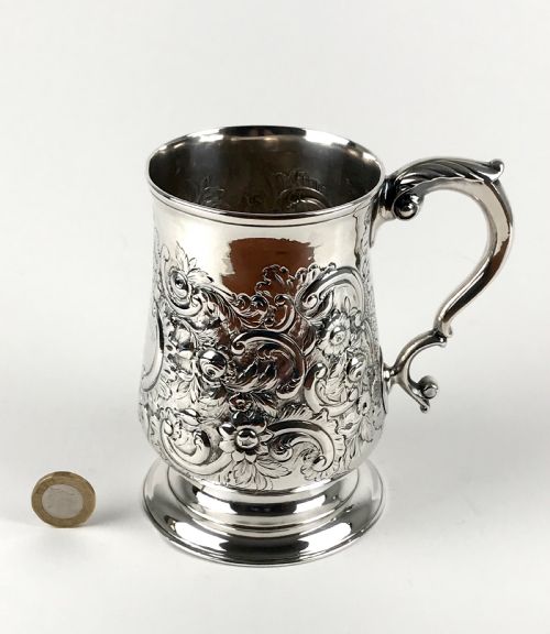 GEORGIAN SOLID SILVER STERLING TANKARD 1PINT LONDON 1791 JOHN LANGLANDS - ADDITIONAL PHOTO 1