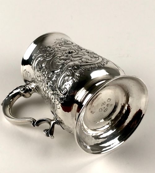 GEORGIAN SOLID SILVER STERLING TANKARD 1PINT LONDON 1791 JOHN LANGLANDS - ADDITIONAL PHOTO 3