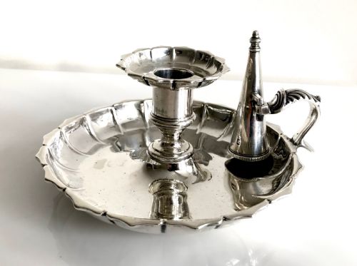magnificent solid silver sterling chamberstick birmingham 1845 - CATEGORY: ANTIQUE SILVER - DATED 19TH CENTURY