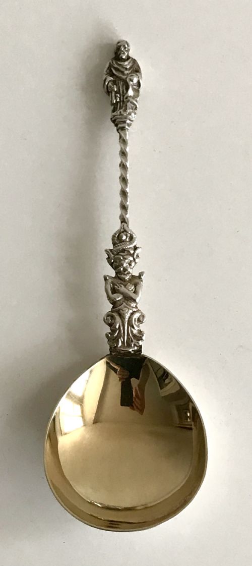 VICTORIAN BOXED SOLID SILVER STERLING NOVELTY APOSTLE AND DEVIL GILT SPOONS - ADDITIONAL PHOTO 2