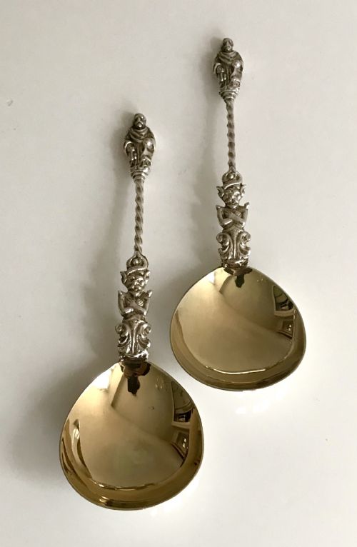 VICTORIAN BOXED SOLID SILVER STERLING NOVELTY APOSTLE AND DEVIL GILT SPOONS - ADDITIONAL PHOTO 7