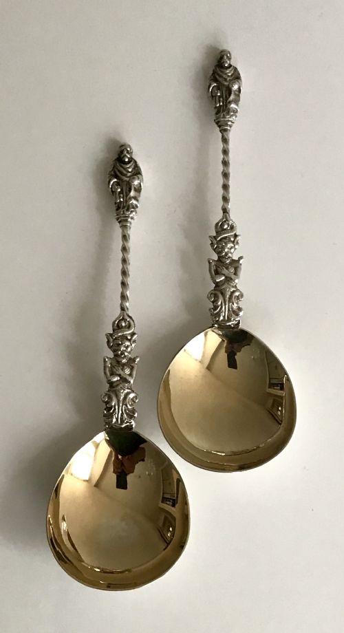 VICTORIAN BOXED SOLID SILVER STERLING NOVELTY APOSTLE AND DEVIL GILT SPOONS - ADDITIONAL PHOTO 8