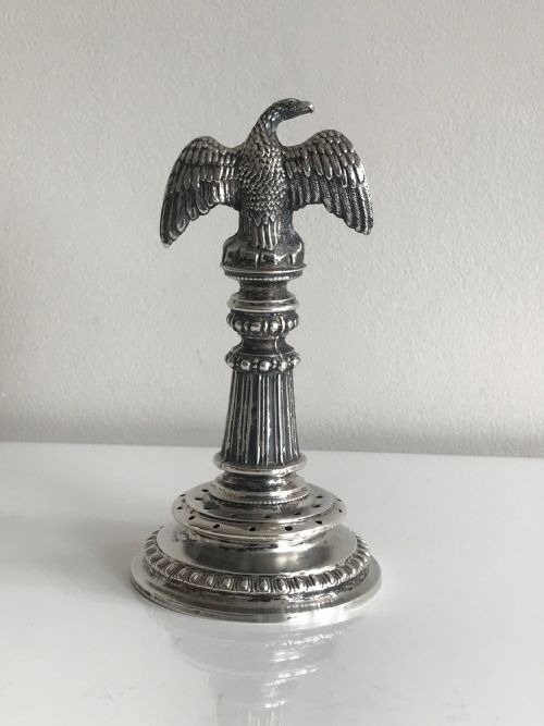 a german antique solid silver eagle toothpick holder paliteiro - CATEGORY: ANTIQUE SILVER - DATED 19TH CENTURY